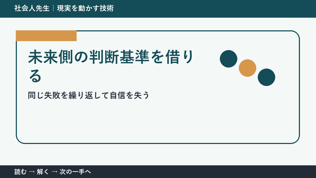 同じ失敗を繰り返して自信を失うとき、何を先に確かめる？｜未来側の判断基準を借りるの実践