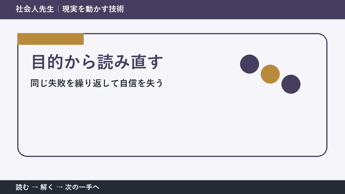 答えを増やしても決まらないとき｜目的から読み直すで問いを置き直す