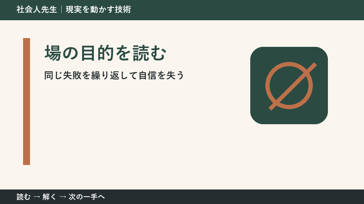 仕事のミスを振り返る場面の迷いを小さくする｜場の目的を読むで『次に確認すること』を決める