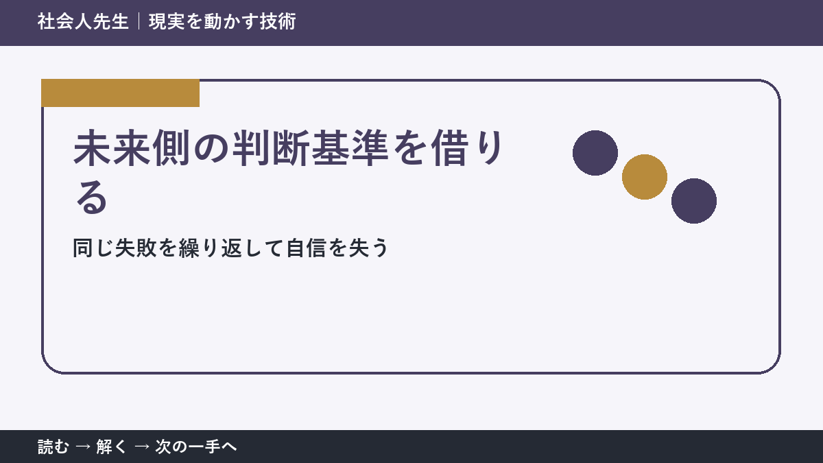 同じ失敗を繰り返して自信を失うとき、何を先に確かめる？｜未来側の判断基準を借りるの実践
