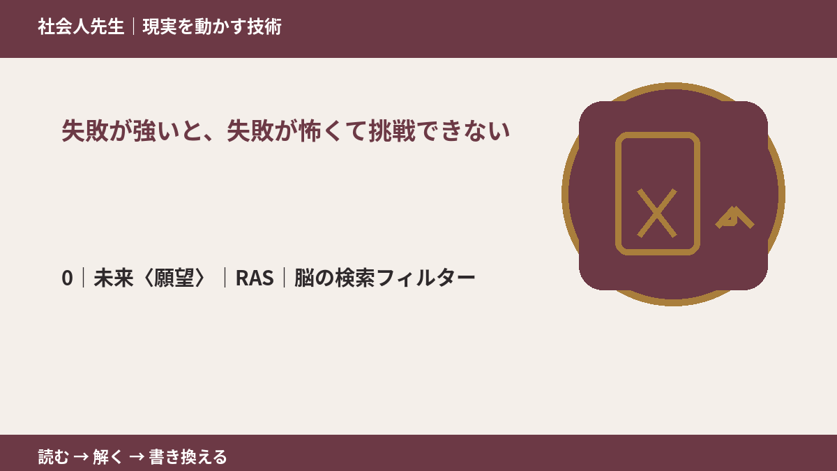 失敗が強いと、失敗が怖くて挑戦できないとき、未来を判断基準にするには?|RAS|脳の検索フィルター
