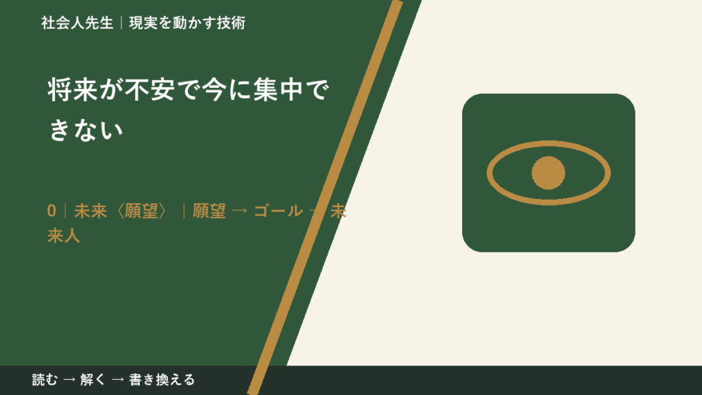将来が不安で今に集中できないとき、未来を判断基準にするには？｜願望 → ゴール → 未来人