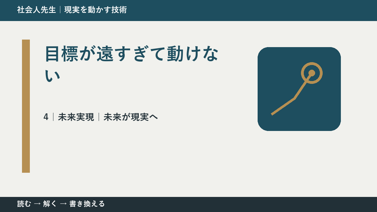 目標が遠すぎて動けないとき、未来へつながる次の一手は?|未来が現実へ