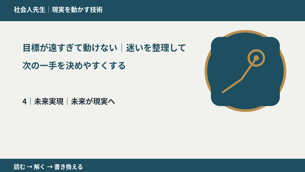 目標が遠すぎて動けない|迷いを整理して次の一手を決めやすくするとき、未来へつながる次の一手は?|未来が現実へ
