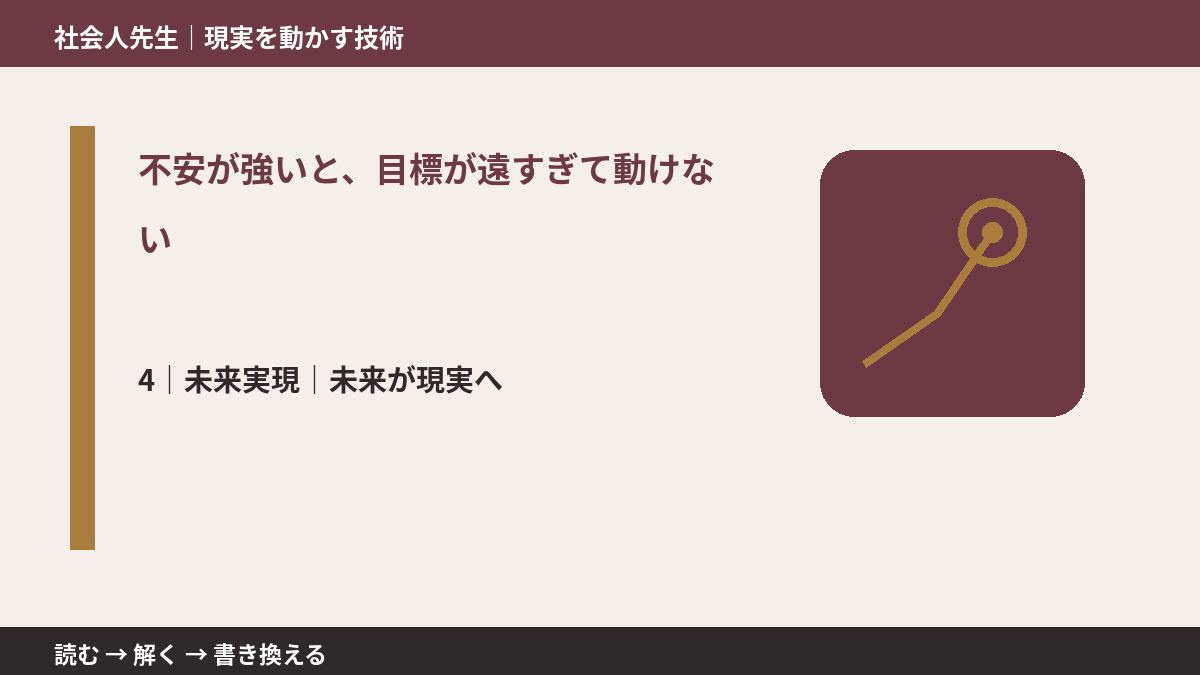不安が強いと、目標が遠すぎて動けないとき、未来へつながる次の一手は?|未来が現実へ