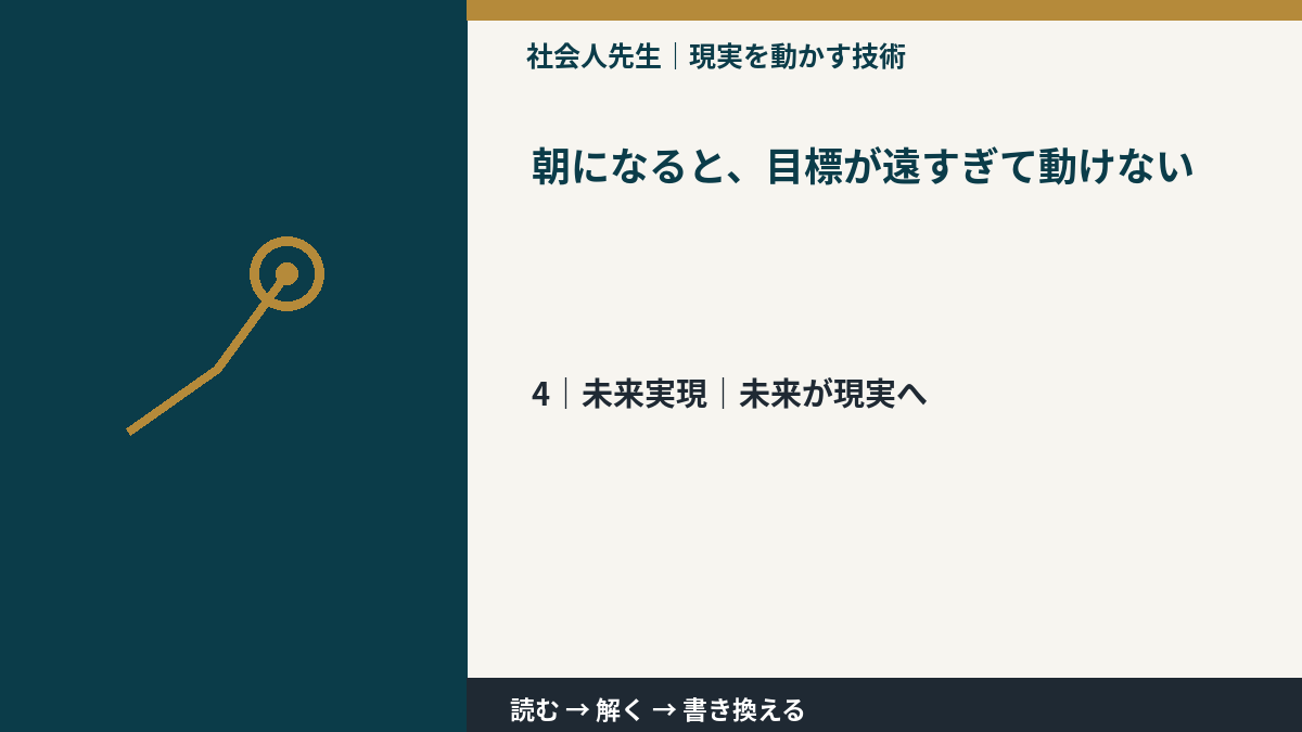 朝になると、目標が遠すぎて動けないとき、未来へつながる次の一手は？｜未来が現実へ