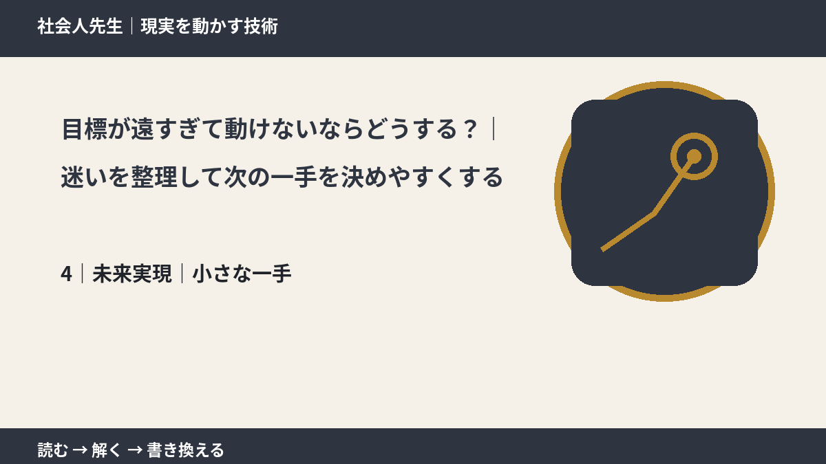 目標が遠すぎて動けないならどうする?|迷いを整理して次の一手を決めやすくするとき、未来へつながる次の一手は?|小さな一手