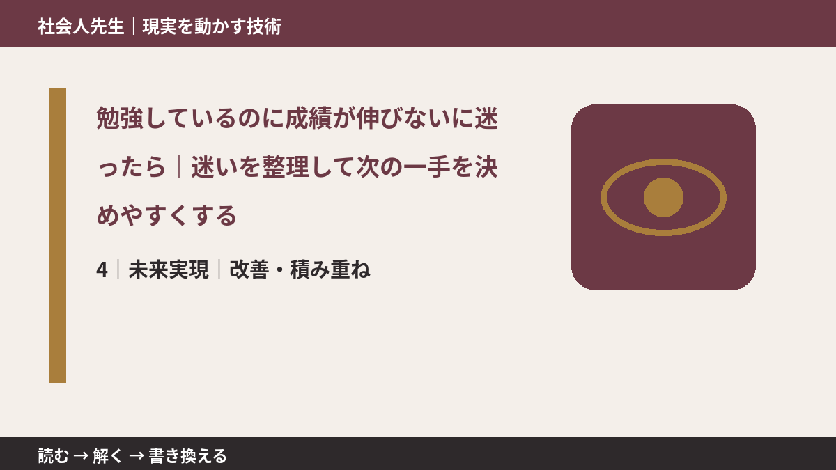 勉強しているのに成績が伸びないに迷ったら｜迷いを整理して次の一手を決めやすくするとき、未来へつながる次の一手は？｜改善・積み重ね