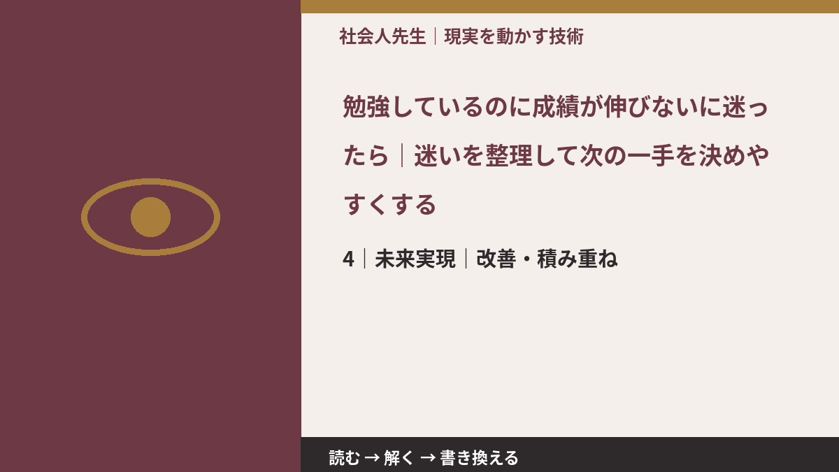 勉強しているのに成績が伸びないに迷ったら｜迷いを整理して次の一手を決めやすくするとき、未来へつながる次の一手は？｜改善・積み重ね
