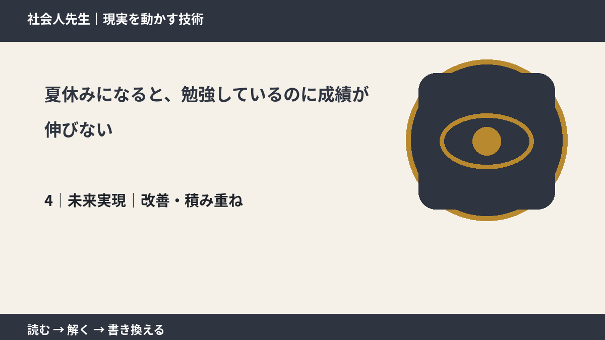 夏休みになると、勉強しているのに成績が伸びないとき、未来へつながる次の一手は？｜改善・積み重ね