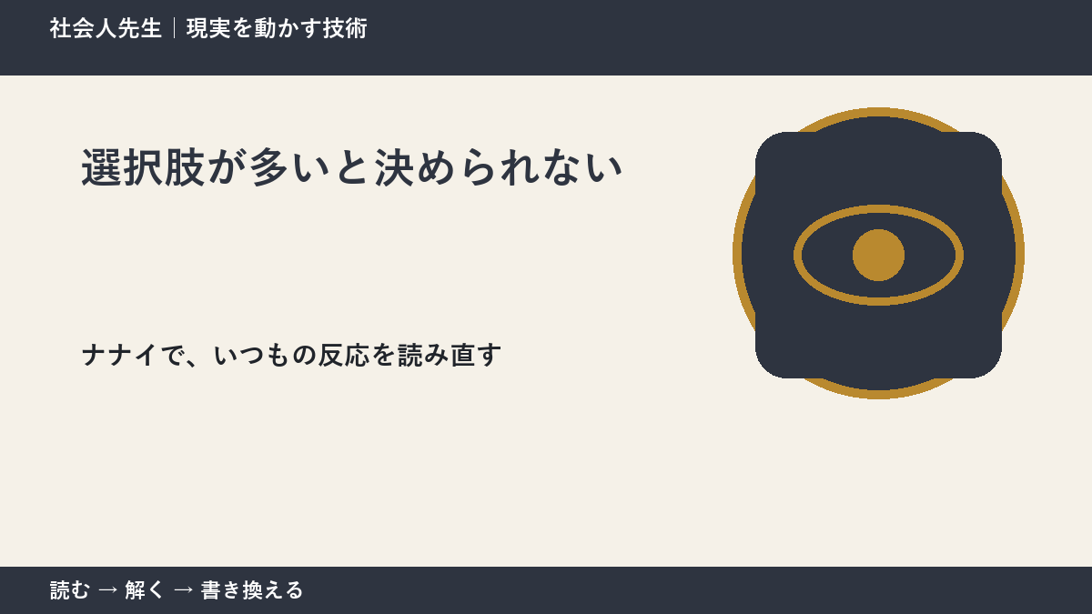 選択肢が多いと決められないとき、どうする？｜事実と解釈を分ける