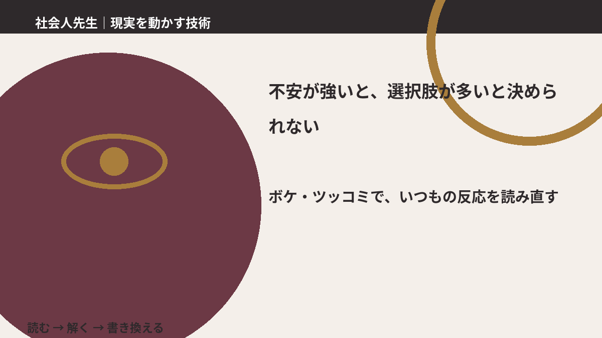 不安が強いと、選択肢が多いと決められないのはなぜ？｜原因を分けて考える方法