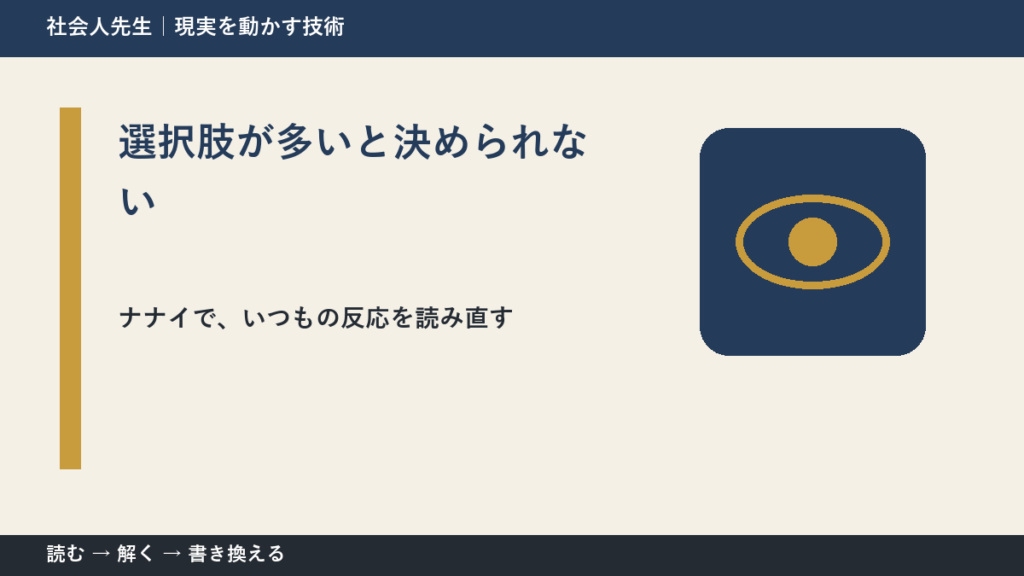 選択肢が多いと決められない｜まず分けたい事実と前提