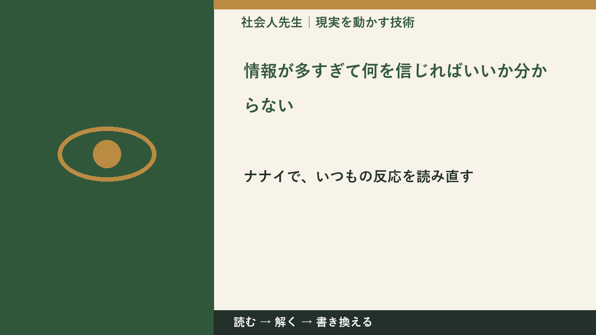 情報が多すぎて何を信じればいいか分からない｜まず分けたい事実と前提