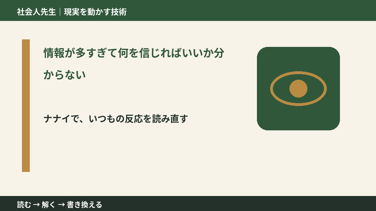 情報が多すぎて何を信じればいいか分からない|まず分けたい事実と前提