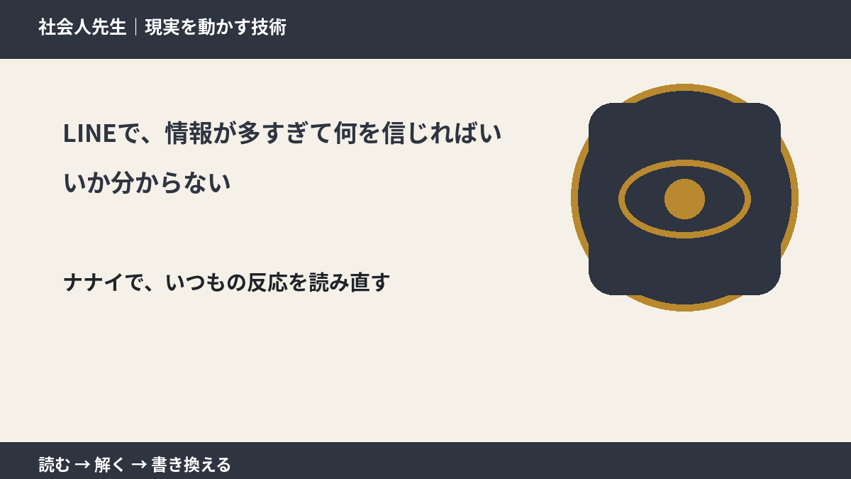 LINEで、情報が多すぎて何を信じればいいか分からない｜まず分けたい事実と前提