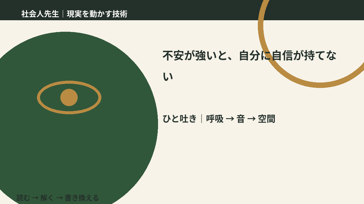 不安が強いと、自分に自信が持てないとき、考える前にできること｜呼吸 → 音 → 空間
