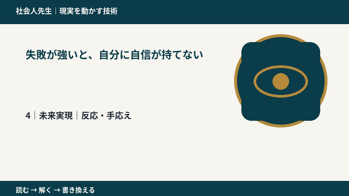 失敗が強いと、自分に自信が持てないとき、未来へつながる次の一手は？｜反応・手応え