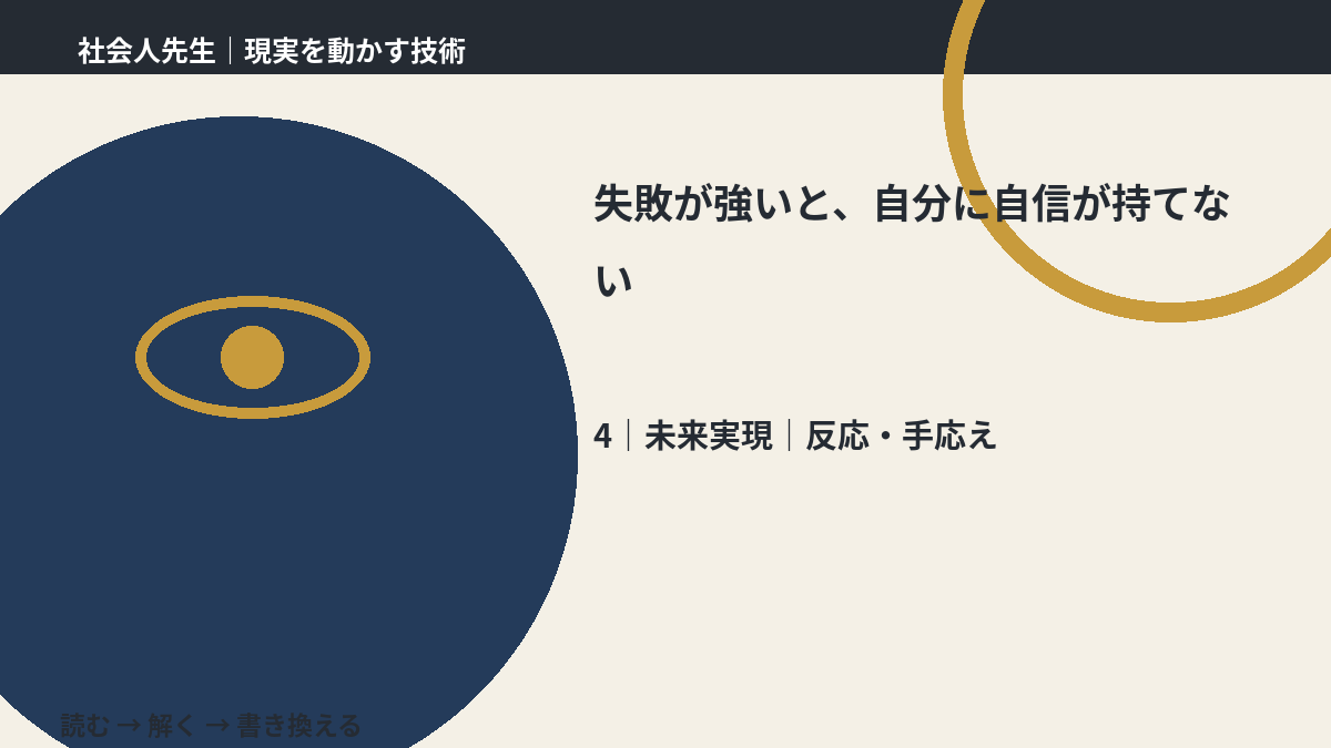 失敗が強いと、自分に自信が持てないとき、未来へつながる次の一手は？｜反応・手応え
