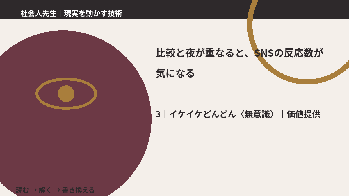 比較と夜が重なると、SNSの反応数が気になるとき、気合いでなく自然に動ける状態を育てる｜価値提供