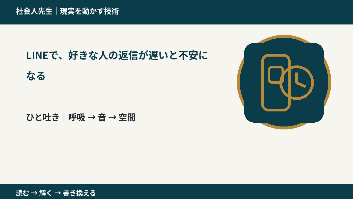 LINEで、好きな人の返信が遅いと不安になるとき、まず何を整える?|ひと吐きから戻る