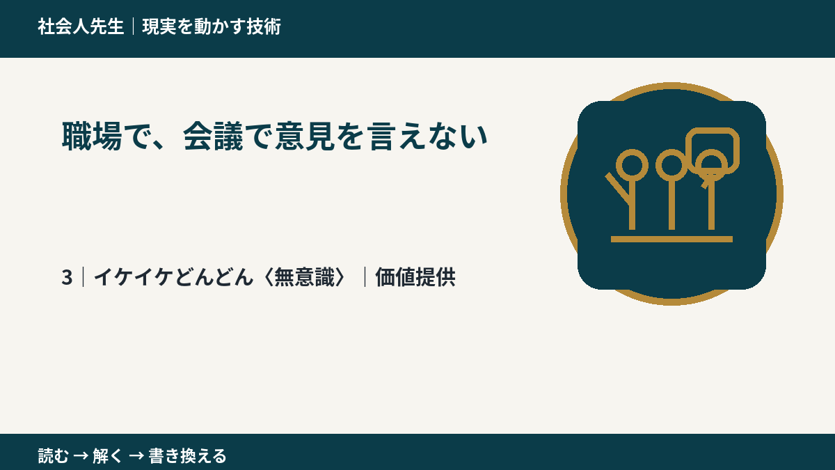 職場で、会議で意見を言えないとき、気合いでなく自然に動ける状態を育てる|価値提供