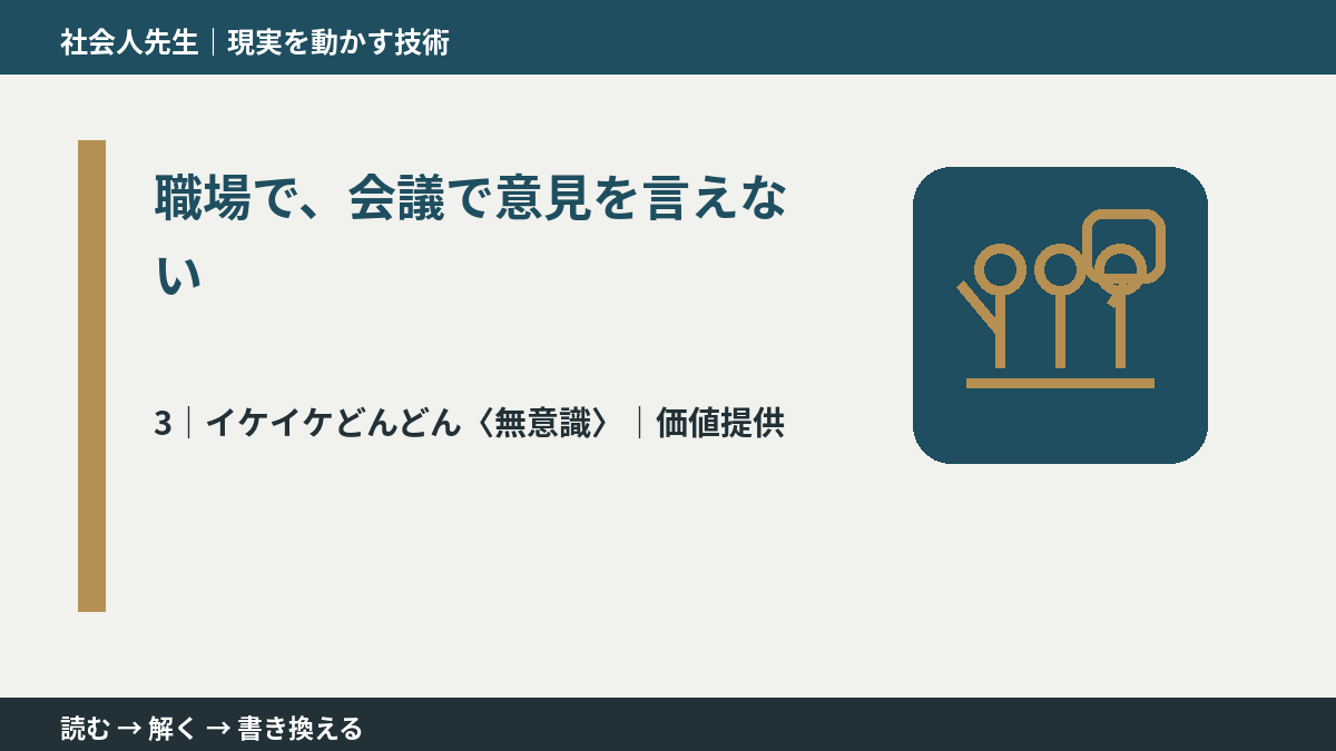 職場で、会議で意見を言えないとき、気合いでなく自然に動ける状態を育てる|価値提供