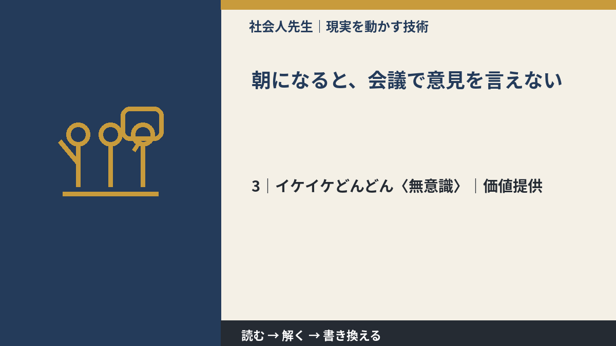 朝になると、会議で意見を言えないとき、気合いでなく自然に動ける状態を育てる|価値提供