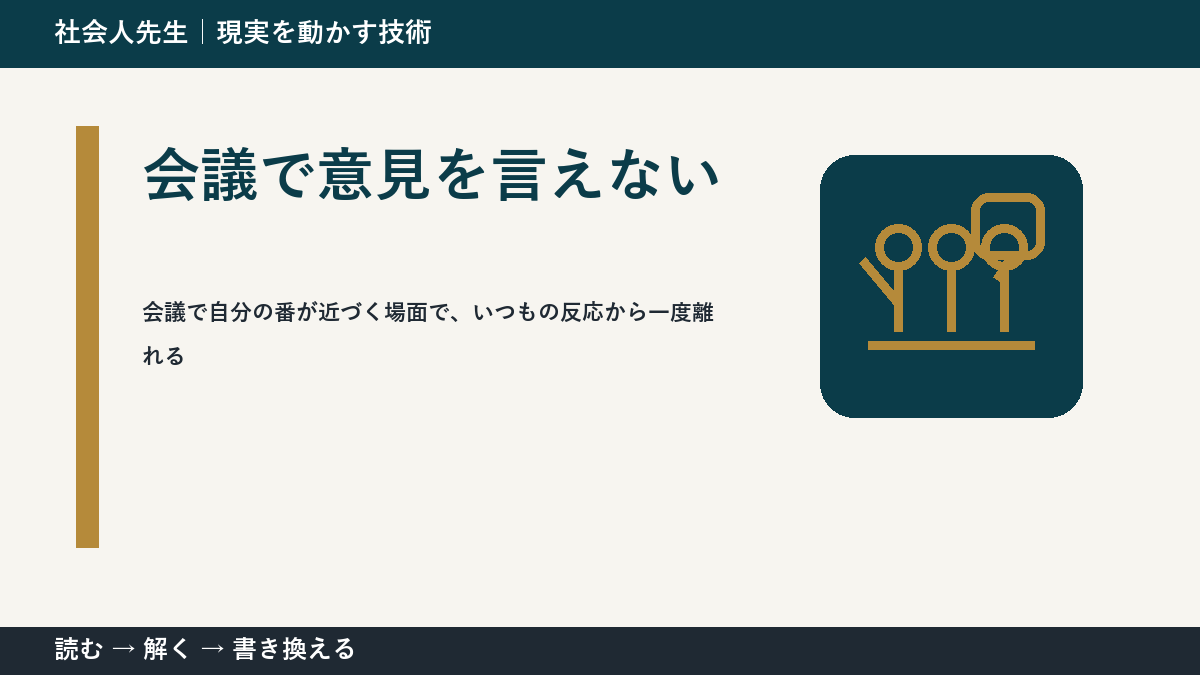 会議で意見を言えないのはなぜ? 前提を読み直す3ステップ|役割から考える