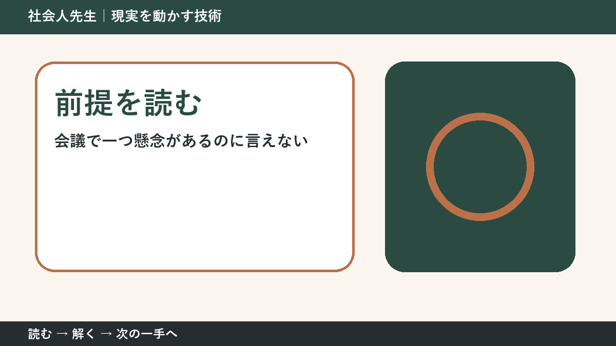 会議で一つ懸念があるのに言えないとき、何を先に確かめる？｜前提を読むの実践