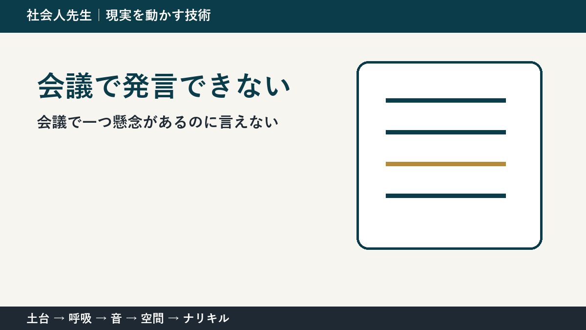会議で意見を言えない理由|「自分」ではなく場の目的から考える