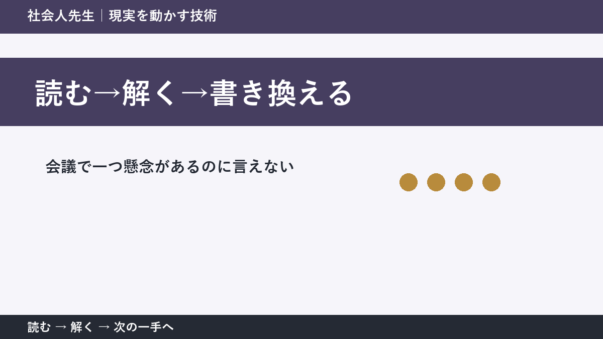 全員が賛成に傾いた会議で判断が止まる理由|読む→解く→書き換えるで見方を一段変える