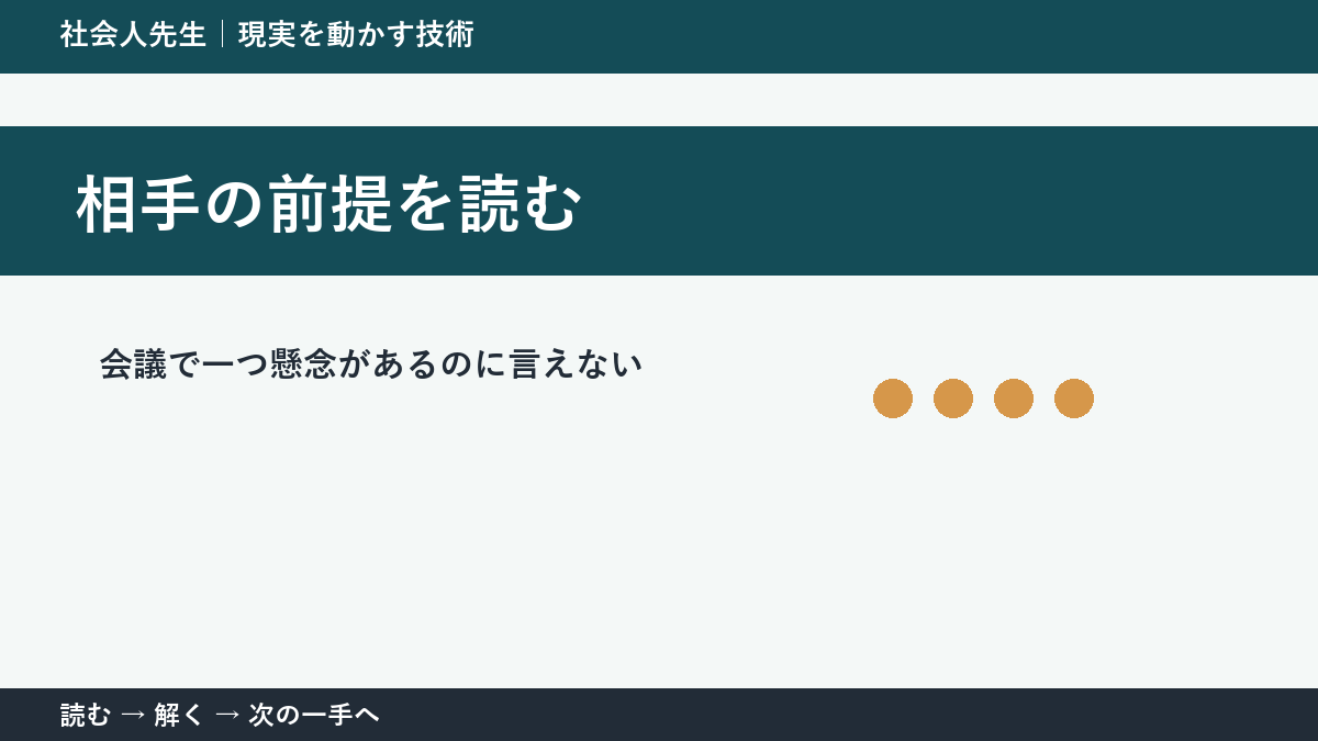 全員が賛成に傾いた会議で迷ったら、答えより先に読むものがある|相手の前提を読む