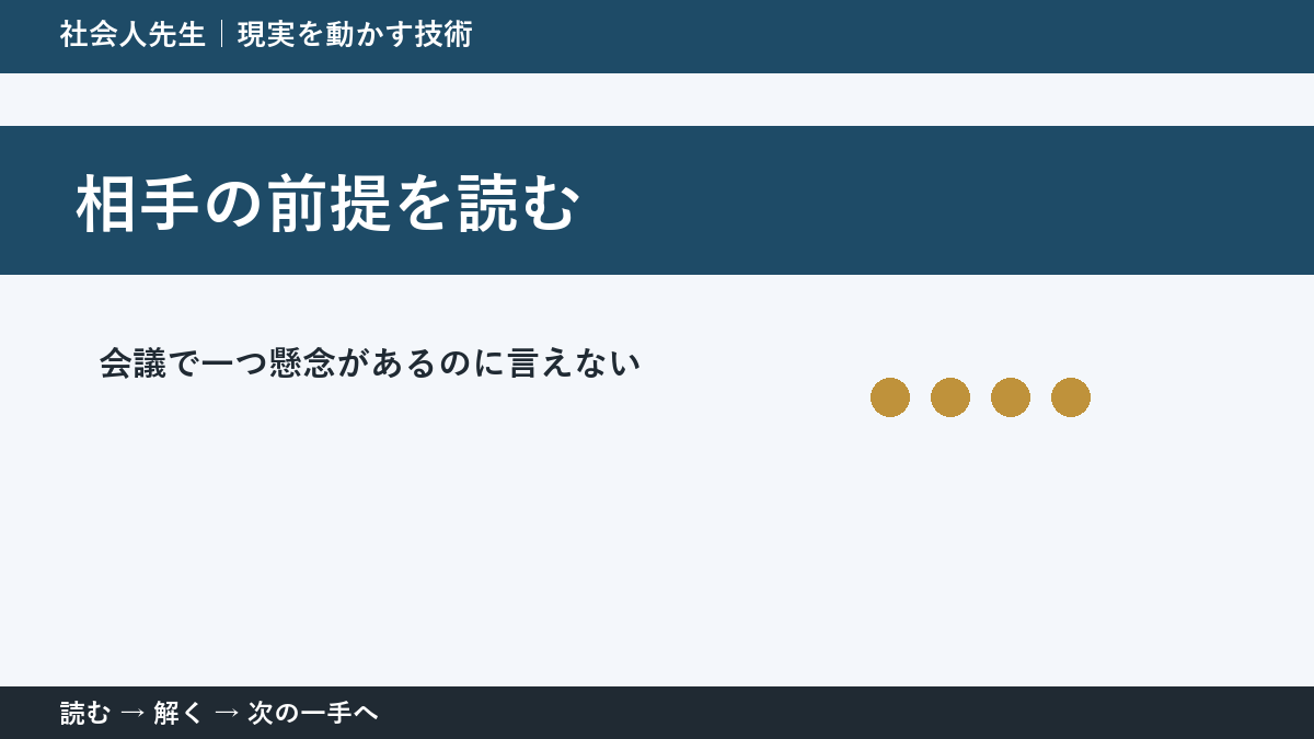 なぜ会議で一つ懸念があるのに言えないのか｜相手の前提を読むで『いま見えている現実』を読み直す