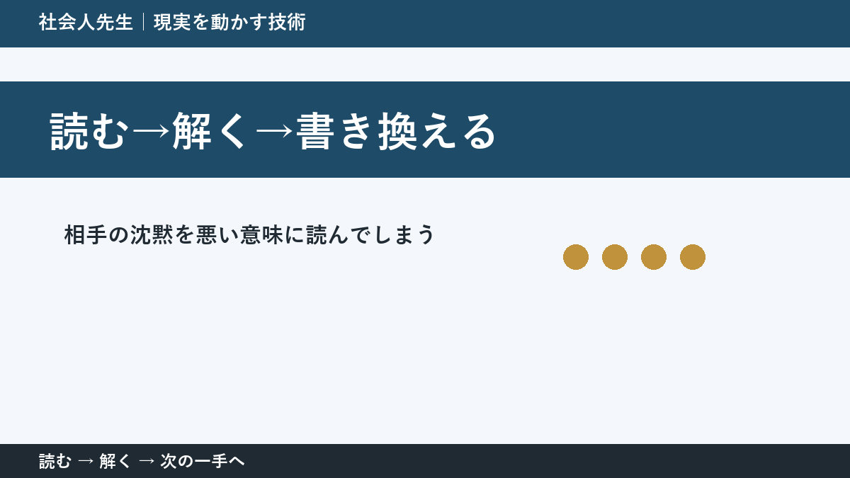 なぜ相手の沈黙を悪い意味に読んでしまうのか｜読む→解く→書き換えるで『いま見えている現実』を読み直す
