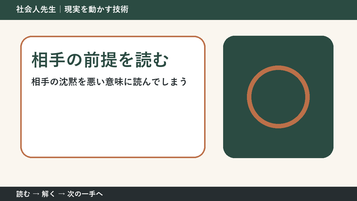 なぜ相手の沈黙を悪い意味に読んでしまうのか｜相手の前提を読むで『いま見えている現実』を読み直す