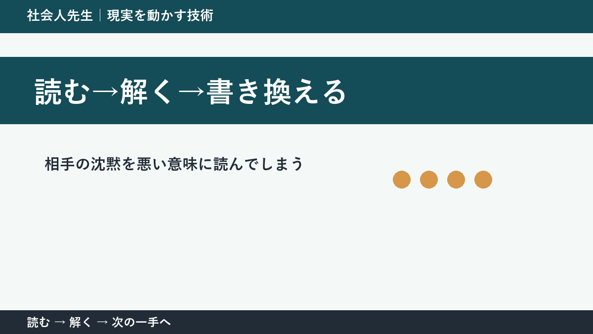 相手の沈黙を悪い意味に読んでしまうとき、視点を一段ずらす｜読む→解く→書き換えるを仕事で使う