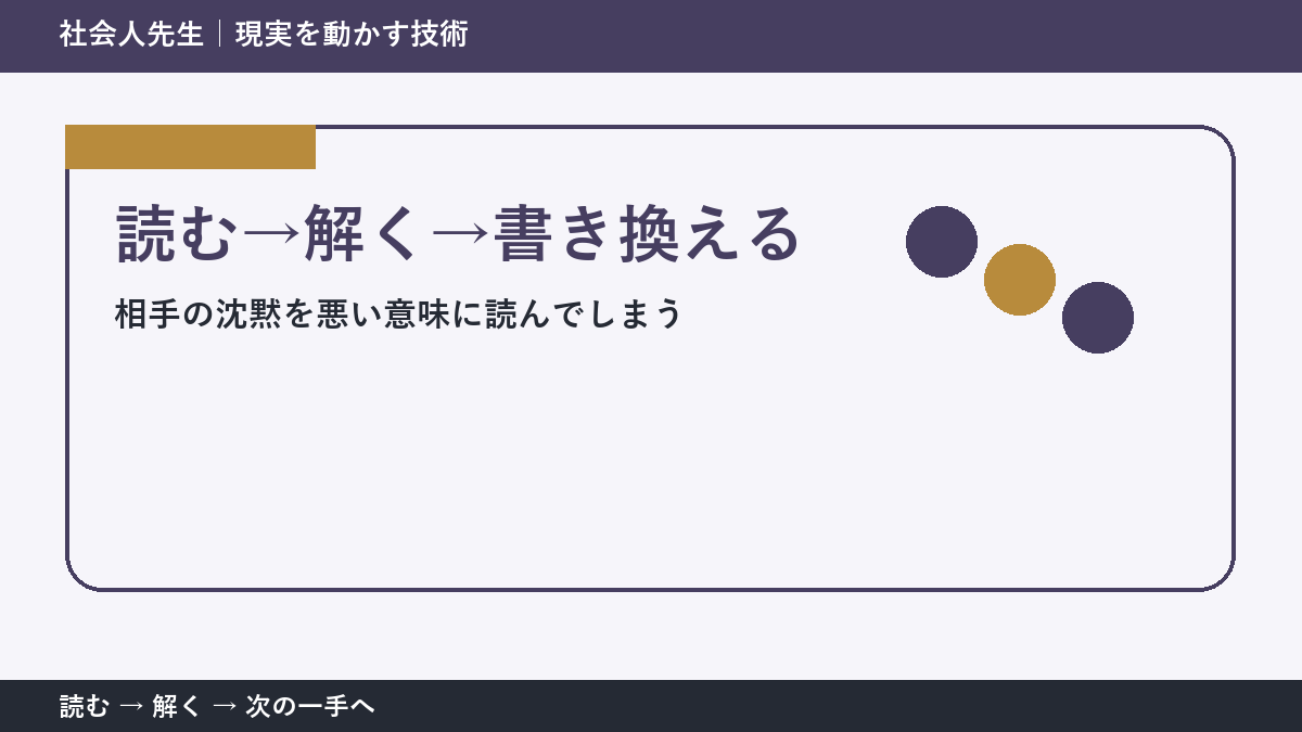 相手の沈黙を悪い意味に読んでしまう。その前に一つだけ読む｜読む→解く→書き換えるで判断を軽くする