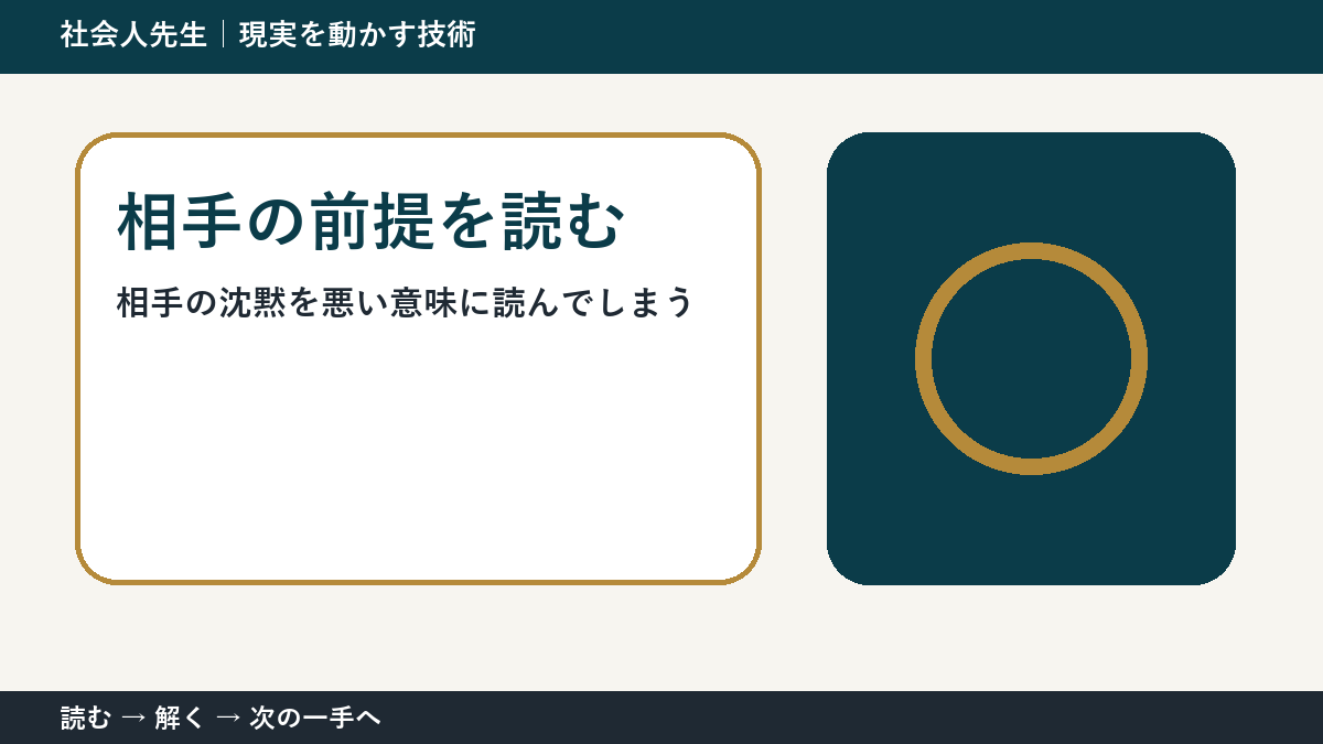相手の沈黙を悪い意味に読んでしまう。その前に一つだけ読む｜相手の前提を読むで判断を軽くする