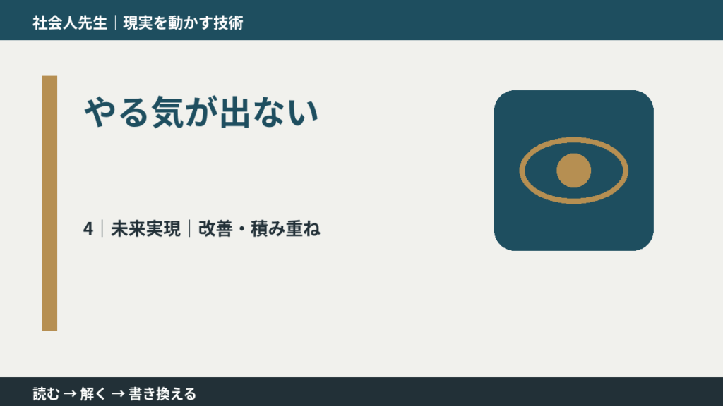 やる気が出ないとき、未来へつながる次の一手は？｜改善・積み重ね