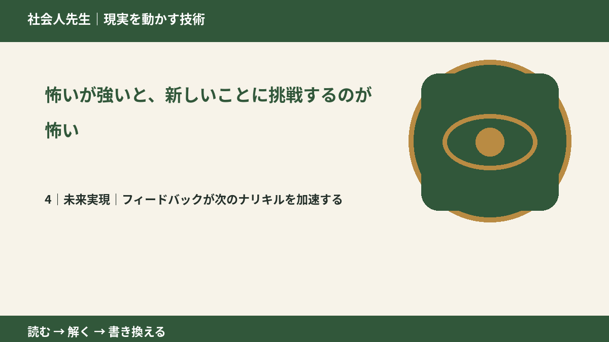 怖いが強いと、新しいことに挑戦するのが怖いとき、未来へつながる次の一手は？｜フィードバックが次のナリキルを加速する