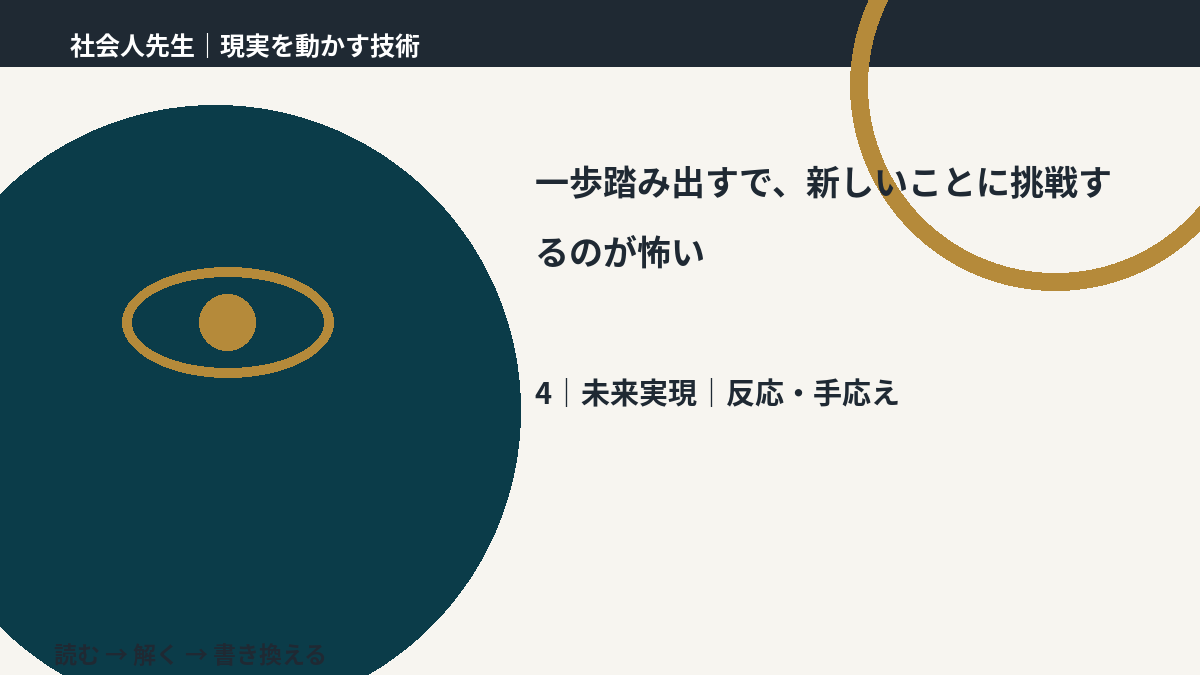 一歩踏み出すで、新しいことに挑戦するのが怖いとき、未来へつながる次の一手は？｜反応・手応え