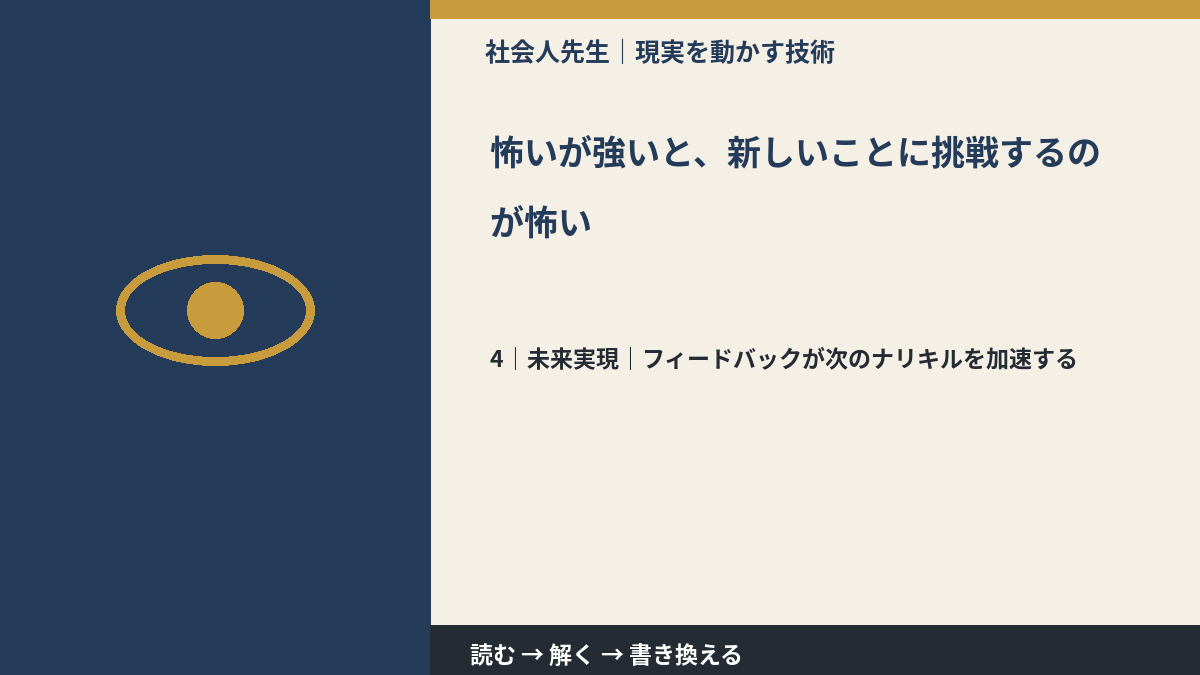 怖いが強いと、新しいことに挑戦するのが怖いとき、未来へつながる次の一手は？｜フィードバックが次のナリキルを加速する