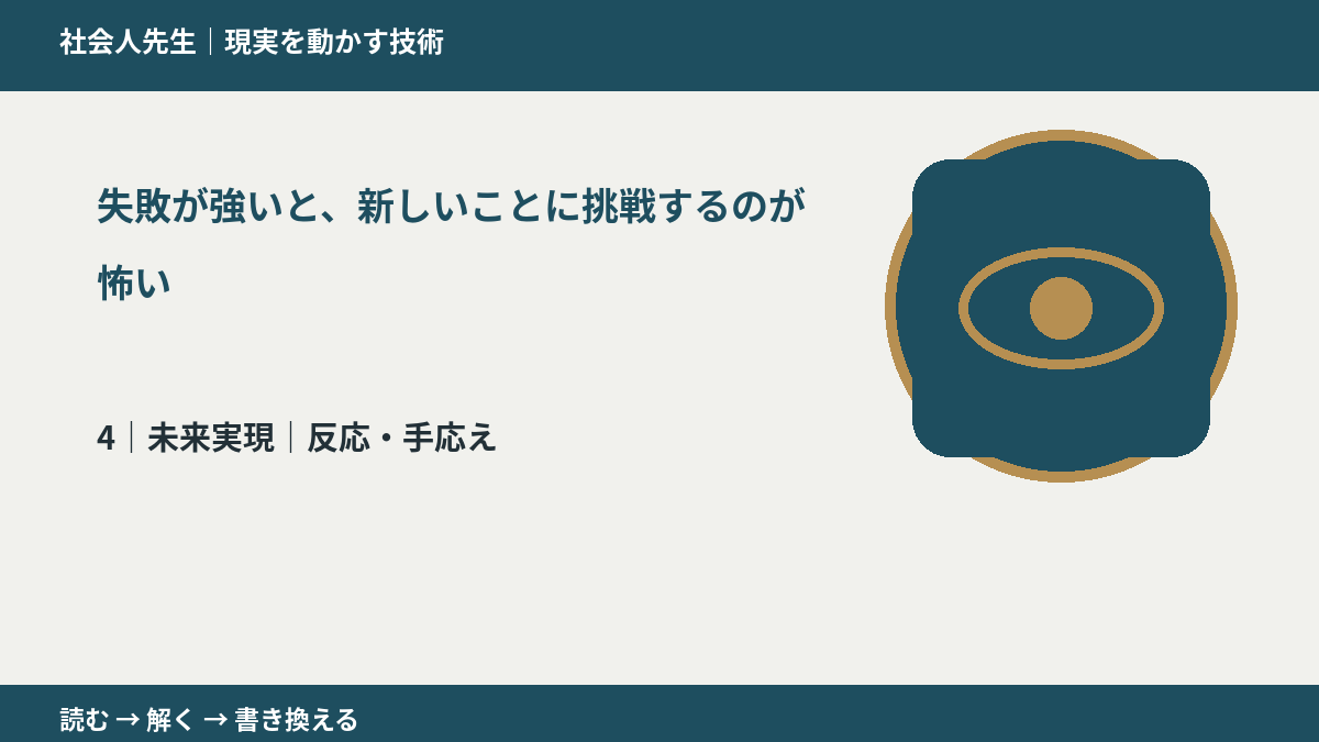 失敗が強いと、新しいことに挑戦するのが怖いとき、未来へつながる次の一手は?|反応・手応え