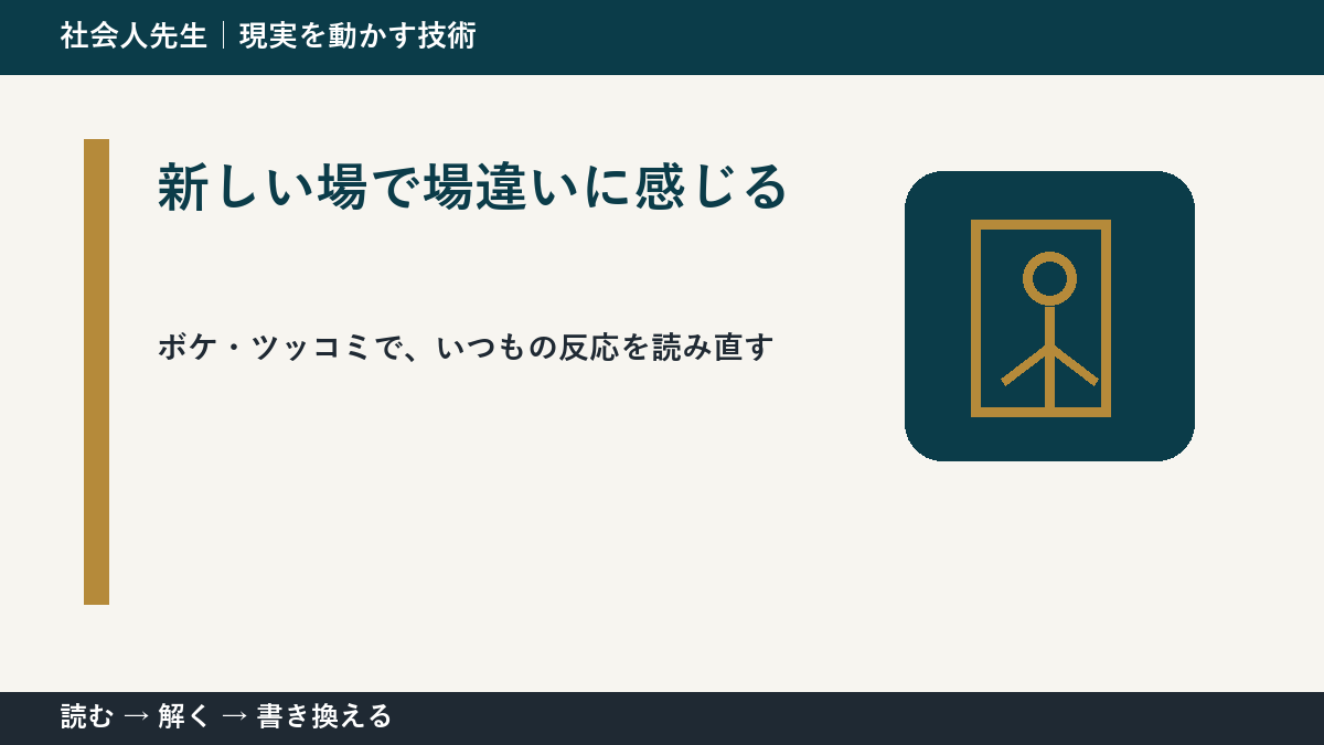 新しい場で場違いに感じるのはなぜ？｜ボケ・ツッコミで前提を読み直す｜相手の前提