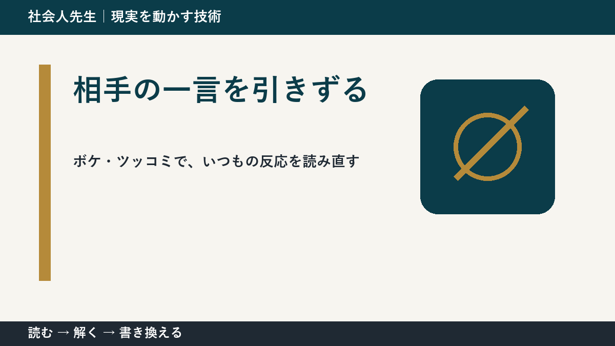 相手の一言を引きずるのはなぜ？｜ボケ・ツッコミで前提を読み直す｜時間軸