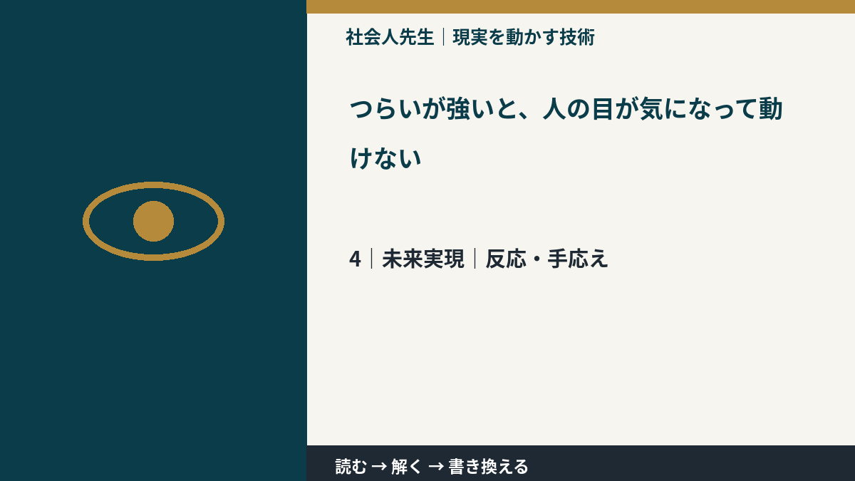 つらいが強いと、人の目が気になって動けないとき、未来へつながる次の一手は？｜反応・手応え