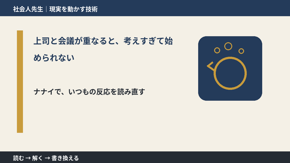 上司と会議が重なると、考えすぎて始められないとき、どうする？｜事実と解釈を分ける