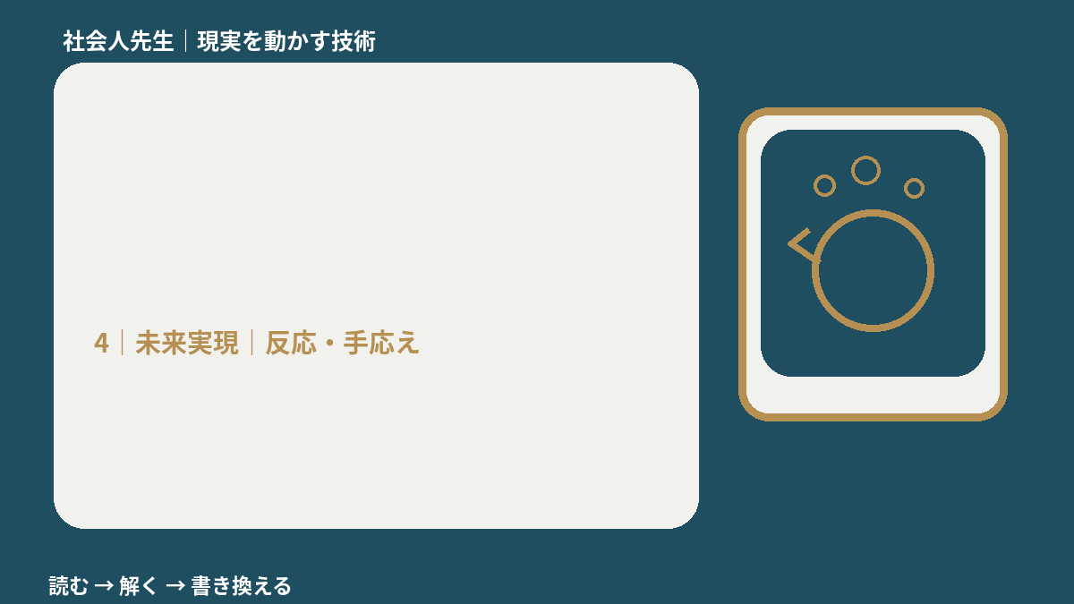 職場で、考えすぎて始められないとき、未来へつながる次の一手は？｜反応・手応え