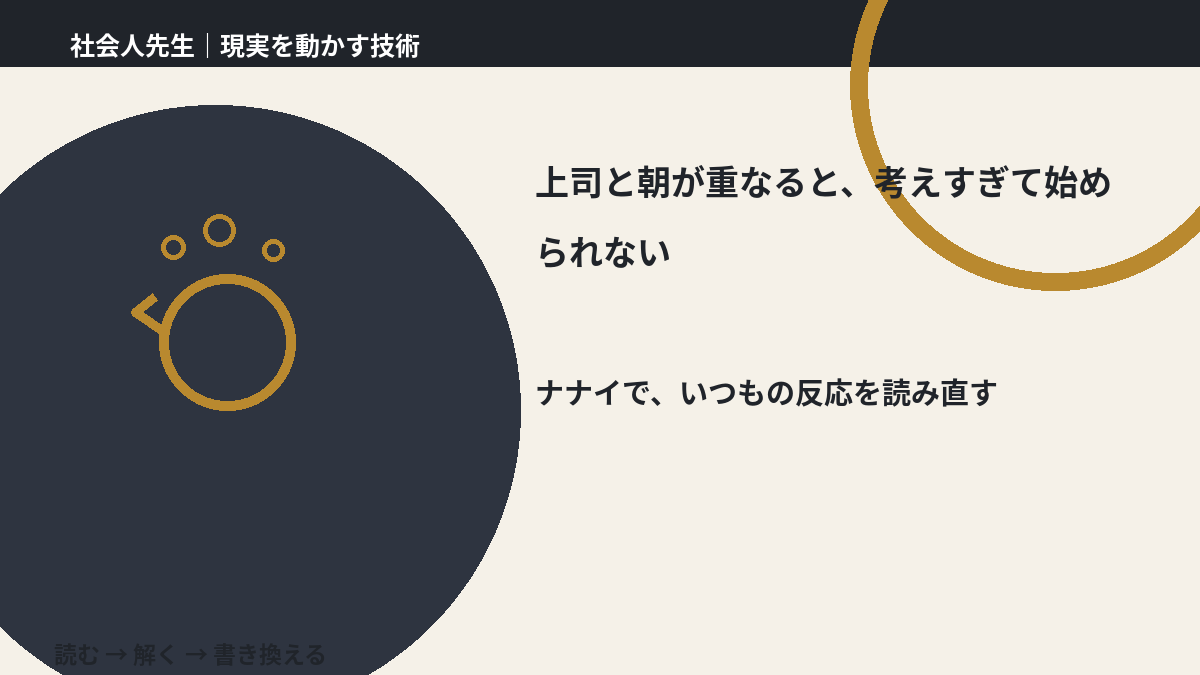 上司と朝が重なると、考えすぎて始められないとき、どうする？｜事実と解釈を分ける
